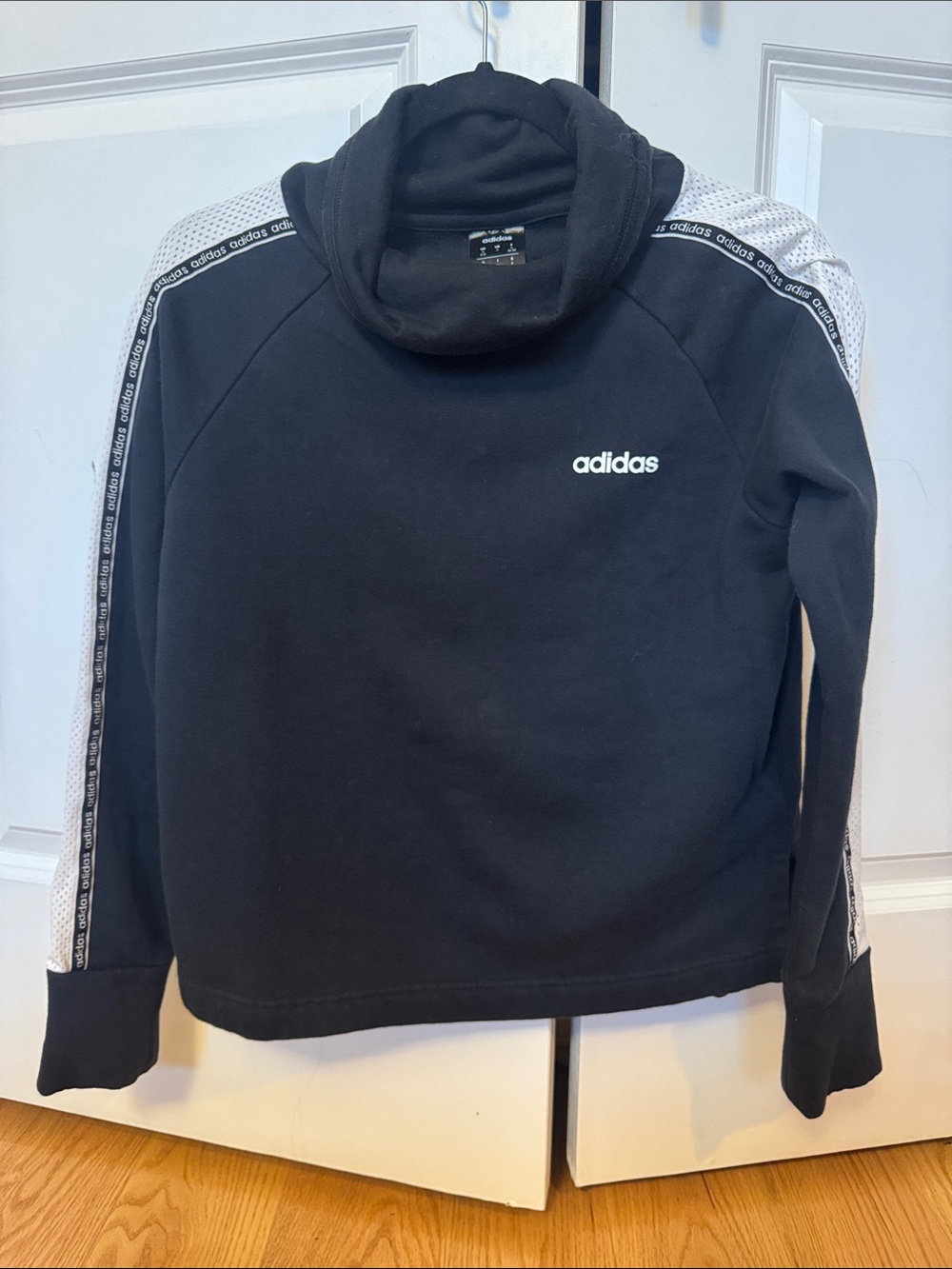 adidas Black Cowl Neck Pullover with White Accent